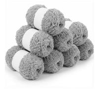 Lighterday Fluffy Yarn Set of 8×50g Chunky Yarn for Hand Knitting,Thick Fluffy Wool,Soft Chunky Wool for Crochet Blankets Scarves Hats Toys DIY Projects (8 Pack Light Gray)
