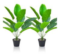 Lighterday Set of 2 Artificial Fake Plants Indoor Decorative Large Faux Plants Artificial Banana Tree Tall Plastic Plants for Office Home Indoor Outdoor Decor