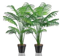 Lighterday Set of 2 Artificial Fake Plants Indoor Decorative Large Faux Plants Artificial Palm Tree Tall Plastic Plants for Office Home Indoor Outdoor Decor (2 Pots of Artificial yellow palm)
