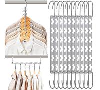 Lighterday Space Saving Hangers,10pcs Magic Hangers Space Savers,Wardrobe Space Saver Hangers,Hangers Space Saving for Trouser and Coat,Multi Hangers Space Saving for Clothes, Silver, XL (ET-48963)