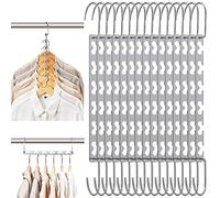 Lighterday Space Saving Hangers,15pcs Magic Hangers Space Savers,Wardrobe Space Saver Hangers,Hangers Space Saving for Trouser and Coat,Multi Hangers Space Saving for Clothes, Silver, XL, ET-48963