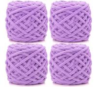 Lighterday Super Chunky Knit Chenille Yarn 4 x 100g Multi-Colored Crochet Wool for Hand Knitting Blankets,Knitting Wool for Big Blankets Sock and Scarves (Light Purple)