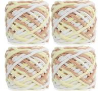 Lighterday Super Chunky Knit Chenille Yarn 4 x 100g Multi-Colored Crochet Wool for Hand Knitting Blankets,Knitting Wool for Big Blankets Sock and Scarves (Khaki Yellow)