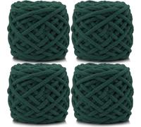 Lighterday Super Chunky Knit Chenille Yarn 4 x 100g Multi-Colored Crochet Wool for Hand Knitting Blankets,Knitting Wool for Big Blankets Sock and Scarves (Dark Green)
