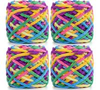 Lighterday Super Chunky Knit Chenille Yarn 4 x 100g Multi-Colored Crochet Wool for Hand Knitting Blankets,Knitting Wool for Big Blankets Sock and Scarves (Five-Colored)