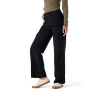 LighterGlide Pull On Elastic Waist Cargo Jeans for Women - Mid Rise Wide Leg Comfort Fit Stretchy Soft Denim Pants, Black, M