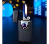 Lighters Butane Lighters Dual Flame Lighters Windproof Lighters Sand Wheel Lighters Inflatable Gas Lighters for Barbecue Candles Outdoor Gifts (excluding butane gas)(Color:A)