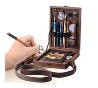 Lighters Messenger Box - Writers Wooden Delivery Bag, Vistaprint A5 Lighters Shoulder Bag | Multipurpose Walnut Wooden Writers Tote with Wooden Box, Writers Briefcase for Painters, Wood Color,