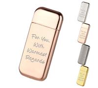 Lighters Personalised Gifts for Men Custom Laser Engraved Slim Metal Lighter Adjustable Flame Brushed Steel 6.4cm Gift Box Option (Rose Gold)