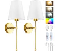 Lightess 2 Battery Operated Wall Lights, Rechargeable Wall Lights Dimmable