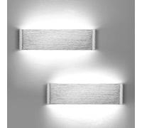 Lightess 2 Pack Led Wall Lights 31cm Long Wall Lamp Indoor Aluminum Up Down Wall Lighting for Bedroom Living Room Silver Wall Scone for Morden Kitchen Dining Room Silver Wall Lights - Cold White
