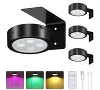 Lightess 4 Pack Picture Lights for Wall with Remote 13 RGB Picture Frame LED Rechargeable Wall Lights Dimmable Timer&Touch Control Magnetic Wall Lights Battery Operated Darts Light,Black