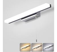 Lightess 40CM LED Bathroom Mirror Light with Pull Cord Bathroom Over Mirror Lamps IP44 Wall Lamp Stainless Steel Hotel Bedside 6W Picture Wall Shaver Make Up Sconce Lights