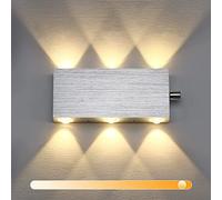 Lightess 6W Dimmable LED Wall Lights with Switch Indoor Stepless Dimming Wall Lamp Brushed Aluminum Up Down Wall Light for Bedroom Living Room Hotel Lounge Hallway Wall Lighting Fixture - Warm White