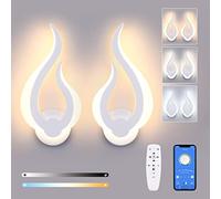 Lightess A Pair of 2.4G Remote Control Indoor LED Wall Light 10W Dimmable 3 Colour Temperature Wall Lamp Modern Lighting Tricolor Night Light for Bedroom Children Office Hallway (White)