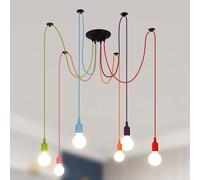 Lightess Industrial Pendant Light, Adjustable Chromatic Spider Lamp, DIY Chandelier, Hanging Ceiling Light, Vintage Pendant Lamp for Kitchen, Dining Room, Hotel (6 Heads)