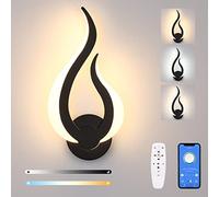 Lightess Smart Acrylic Wall Light 2.4G Remote/App Control Stepless Dimming Wall Lamp 2700k-6500k Adjustable Color Temps Led Wall Light with Memory Timer Function for Bedroom Living Room - Black Left