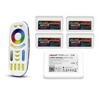 LIGHTEU®, Milight Miboxer Remote Control Kit: pack of 4x RGBCCT LED strip Controllers and 1x 4 Zone LED RGBCCT Remote Control and WL-Box2 (4xfut039+fut092+wl-box2)