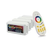 LIGHTEU®, Milight Miboxer Remote Control Kit: pack of 4x RGBW LED strip Controllers and 1 x Wireless 4 Zone LED RGBW Remote Control 4x fut038 + fut096