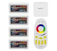 LIGHTEU®, Milight Miboxer Remote Control Kit: pack of 4x RGBW LED strip Controllers and 1x Wireless 4 Zone LED RGBW Remote Control fut038 + fut096 + WL-Box2 (APP and Voice control)