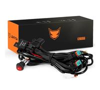 LIGHTFOX LED Light Bar Wiring Harness Kit-14AWG Wiring Kit with 12V Power Relay 40A Blade Fuse On/Off Flush Mounted Switch Dual DT 2-Pin Waterproof Connectors for LED Work Light-2 Lead (Square)
