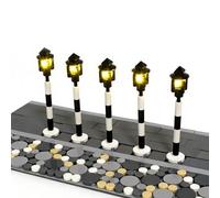 LightGo Brick Street Light DIY Kit for Lego Modular Buildings - Set of 5 Lights to Customize Your City Layout, Plug & Play (Duet Post)