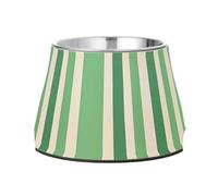 LightGreen Stripe Dogs Food Bowl Enhanced Stainless Steel Pets Basic Bowls for Loving Pet Whisker Fatigue