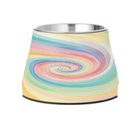 LightGreen Tie Dye Background Rainbow Colors Pets Water&Food Bowls Non Skid Stainless Steel Raised Cat Bowls for Loving Pet Slow Down Eating