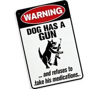 Lighthearted Guard Dog Alerts Sign Sturdy Metal Plaques for Home and Business Security Enhancing Outdoor Area Humorous Warning Sign