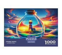 Lighthouse 1000 Piece Puzzles for Adults Kids -Lighthouse in Bottle Ocean Waves Educational Game Decompression Fun And Challenging Family Game70x50cm/1000pcs