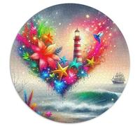 Lighthouse 1000 Piece Round Jigsaw Art for Adults & Kids amily Game Creative for Travel Gifts,Present 1000pcs (67.5x67.5cm)