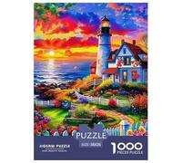 Lighthouse 1000 Pieces Painting Paper Jigsaw Puzzle - 100% Recycled Cardboard Educational Game for Adults & Kids | 38x26cm/1000pcs