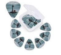 Lighthouse 12 Pack Ocean Guitar Picks Set with Custom Storage Box, Guitar Accessories, Ukulele for Acoustic Guitar, Bass, Valentine's Day Gift