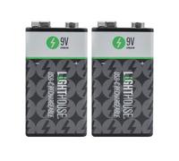 Lighthouse 9V USB-C Rechargeable Batteries Pack of 2 - 400mAh Li-Ion PP3 Battery Twin Pack with Fast 2.5h Charge, Up to 1200 Charge Cycles & Included Dual USB-A to USB-C Charging Cable