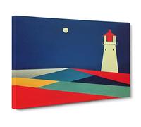 Lighthouse Abstract Art Canvas Print | Gallery Wrapped 30mm Frame Wall Art | 30x20 inches | Ready to Hang | Abstract Seascape Picture | Living Room Bedroom Lounge Office