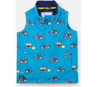 LightHouse Kids Alex Warm Waterproof Gilet - Childrens Outdoor Padded Lined Windproof Lightweight Sleeveless Vest - New Blue Tractor - 3-4 Years