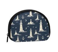 Lighthouse Anchor Seagull Print Coin Purse - Mini Coin Purses for Women, Cute Small Change Purse Coins Pouch
