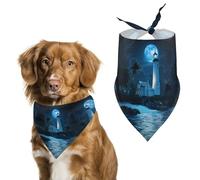 Lighthouse And Moon Pet Triangle Bandana Soft Puppy Scarfs Dog Cat Gifts for Small Medium Pets