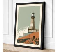 Lighthouse and Stones Coastal Canvas Wall Art Print 18x12 Inch (46 x 30 cm)