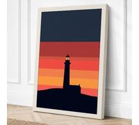Lighthouse at Dusk Minimalist Canvas Wall Art Print 24x16 Inch (61 x 41 cm)