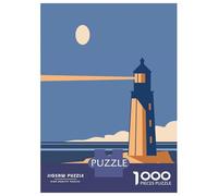 Lighthouse at Night Minimalist Art Jigsaw Puzzle 1000 Pieces, Historic Square Architecture, 1000 Pieces for Adults, Birthday Gift for Adults, Screen-Free Fun, 70x50cm/1000pcs