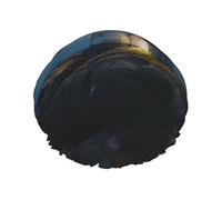 Lighthouse at Night Shower Cap for Women Double Layers Thick Hair Caps Reusable Waterproof Bath Caps with Elastic Band Hair Hat Washable Shower Hat for Men Women Spa Salon