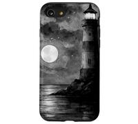 Lighthouse at night with moon over the sea coastal landscape Case for iPhone SE (2020) / 7/8