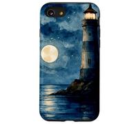 Lighthouse at night with moon over the sea coastal landscape Case for iPhone SE (2020) / 7/8