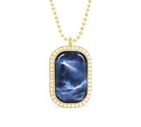 Lighthouse at Sea in Heavy Rain Women's Necklaces Pendant Necklace Fashion Diamond Jewelry with Chain