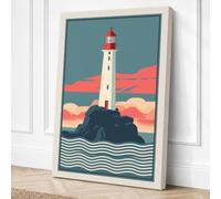 Lighthouse at Sunrise Art Canvas Wall Art Print 24x16 Inch (61 x 41 cm)