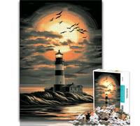 Lighthouse at Sunset 1000 Piece Jigsaw Puzzles,Challenging Game And Family Play Wall Decoration Unique Birthday And Xmas Gifts (38x26cm)