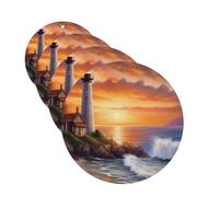 Lighthouse at Sunset Car Air Fresheners Cards Set of 4 Pieces Personalized Car Fresheners Gifts for Men Women Auto Aromatherapy Tablets Hanging Scented Cards for Wardrobe Bathroom