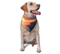 Lighthouse at Sunset Coast Print Dog Bandana Scarf Adjustable Triangle Pet Bib Cat Kerchief Washable Puppy Neckerchief for Birthday Holiday Party