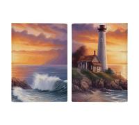 Lighthouse at Sunset Leather Passport Holder Handmade Passport Cover with Card And Ticket Slot Easy Access Passport Case Passport Wallet Passport Holder for Women And Men, style, 20.3x13.8cm